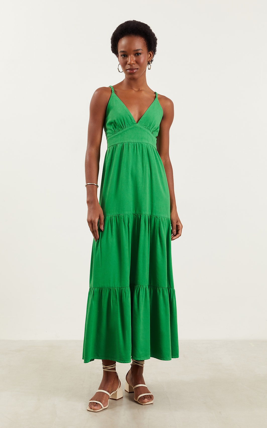 Vestido Sarja Longo Verde