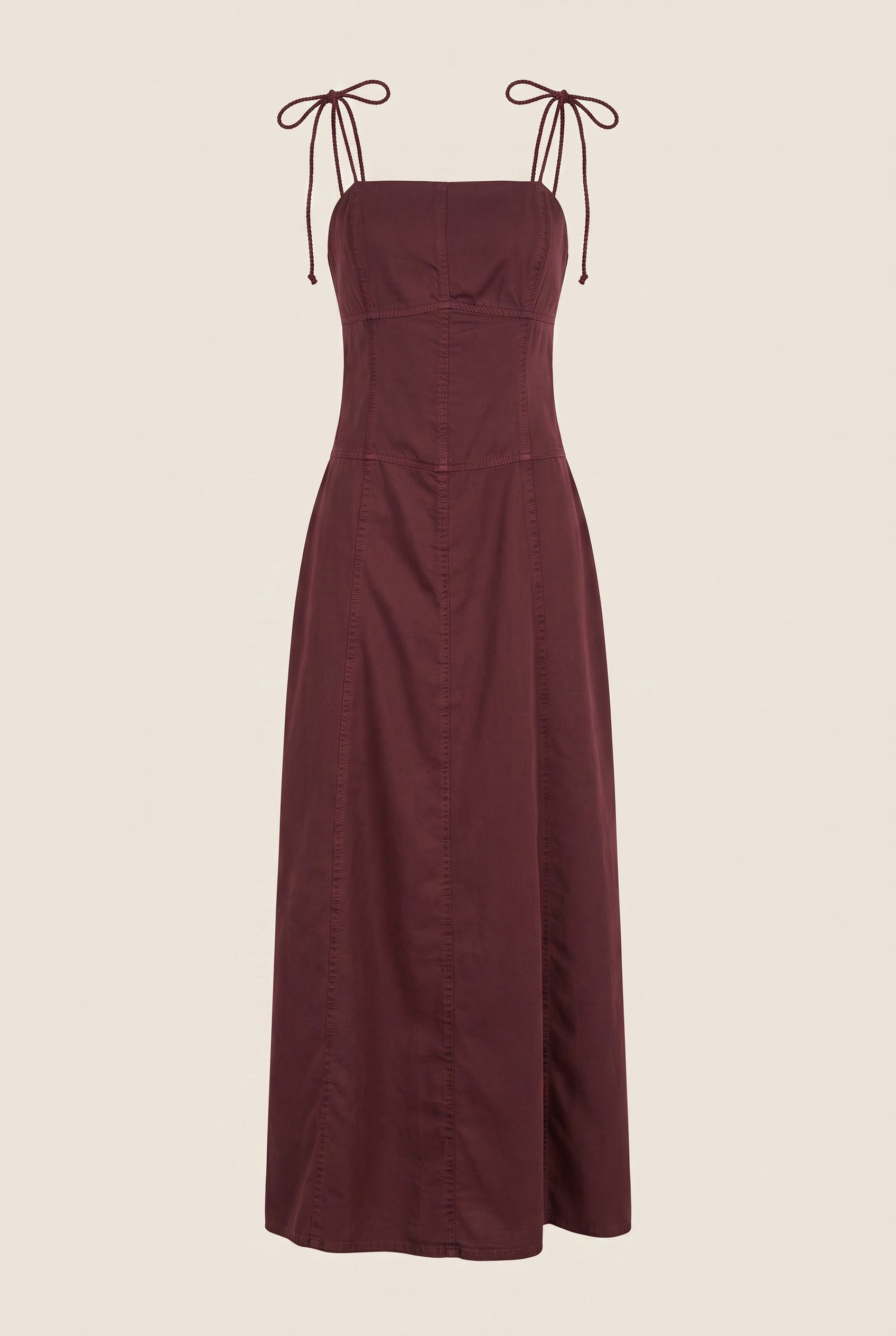 Vestido Sarja Pesponto Burgundy