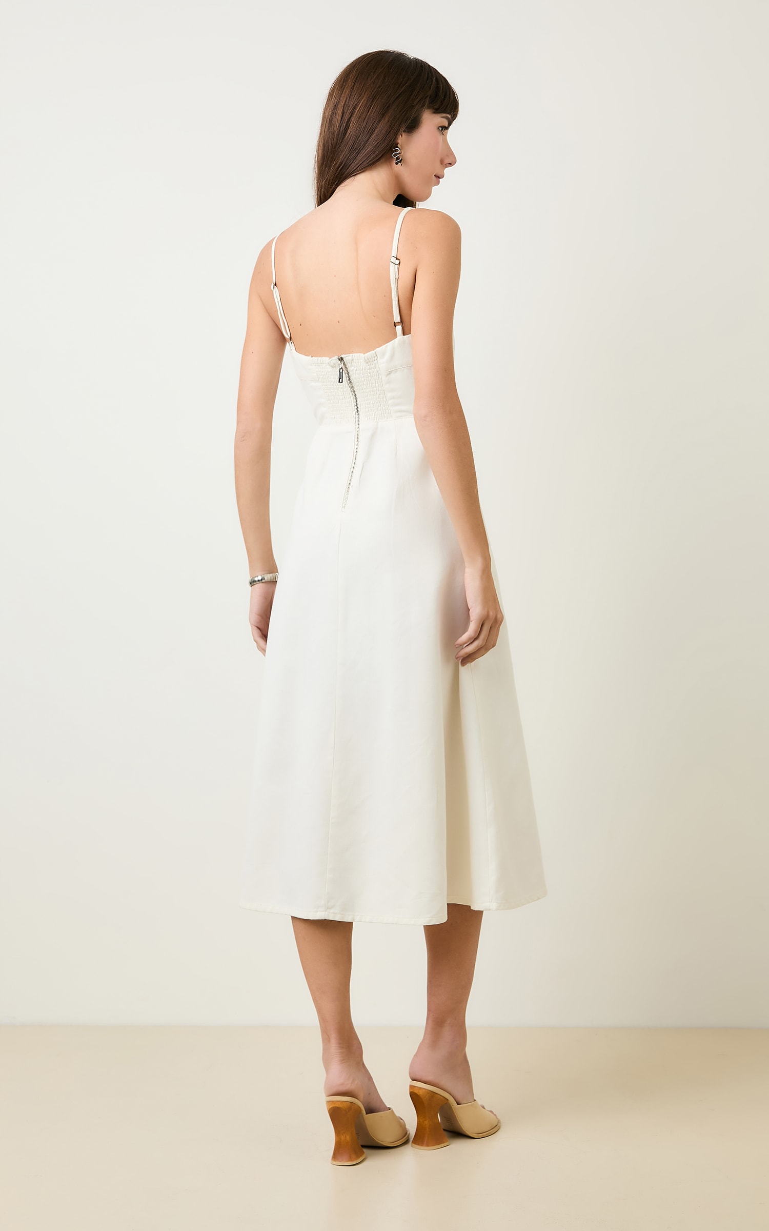 Vestido Sarja Recortes Off White