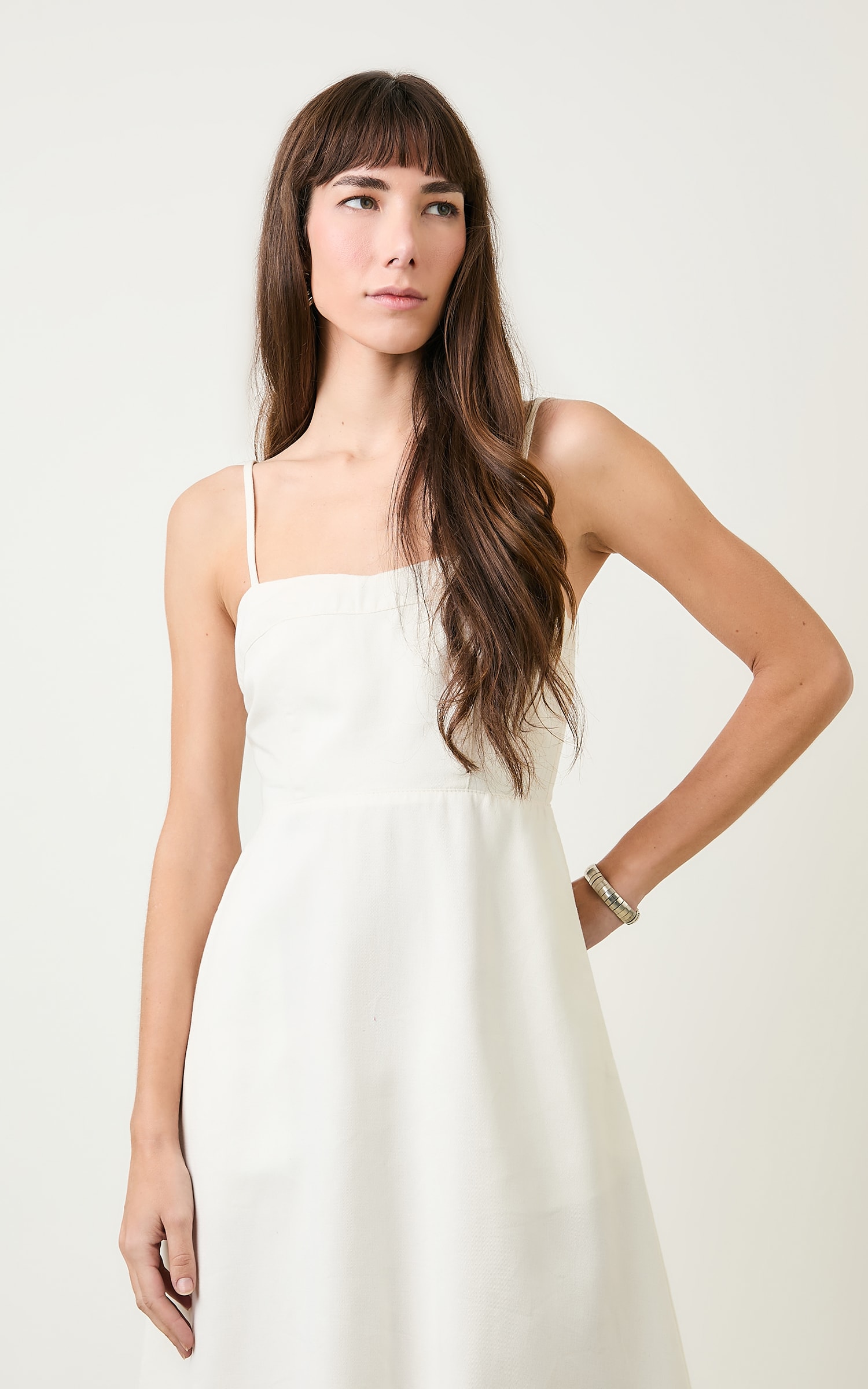 Vestido Sarja Recortes Off White