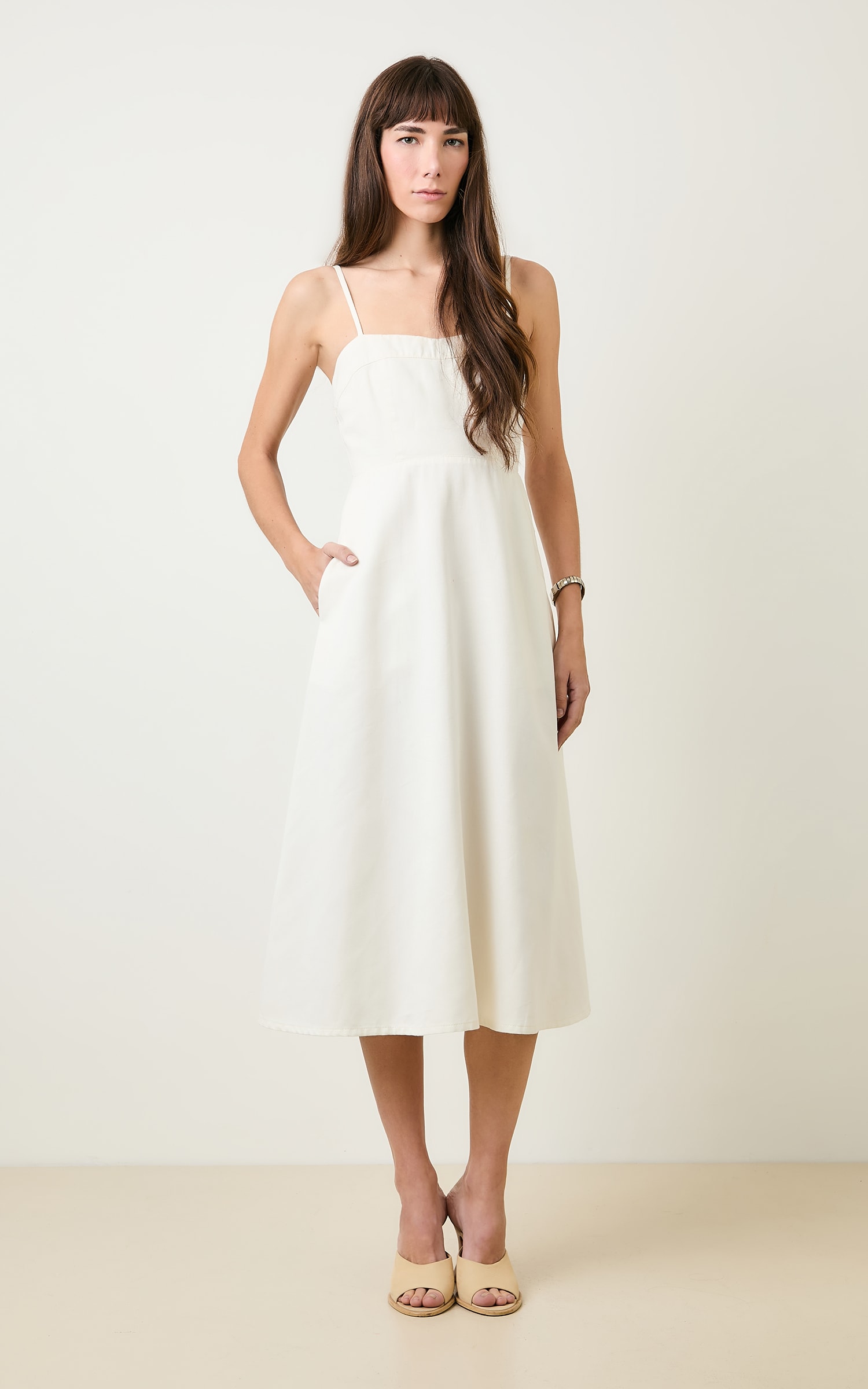 Vestido Sarja Recortes Off White