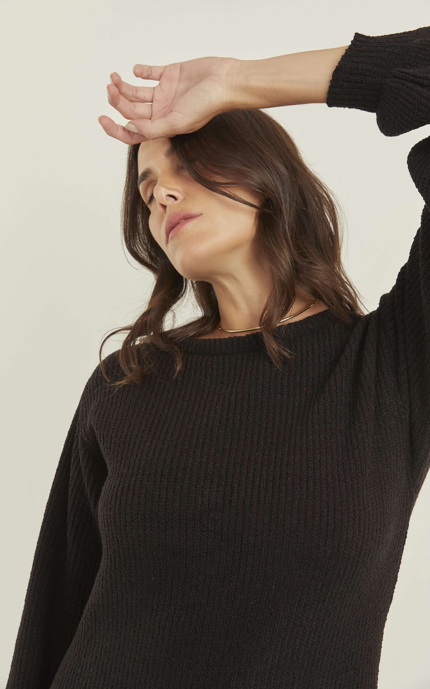 Vestido Tricot Canelado Preto
