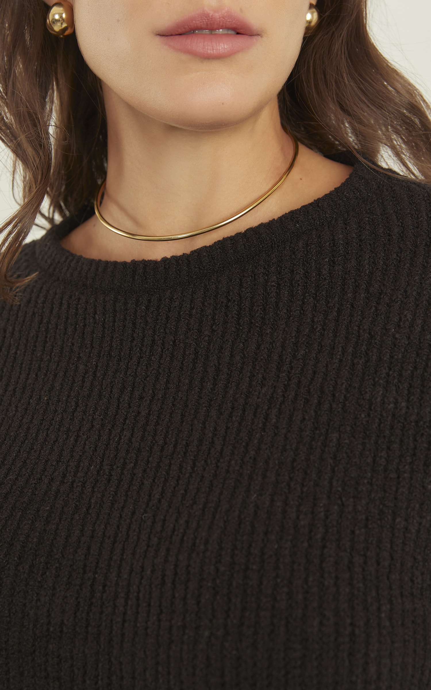 Vestido Tricot Canelado Preto