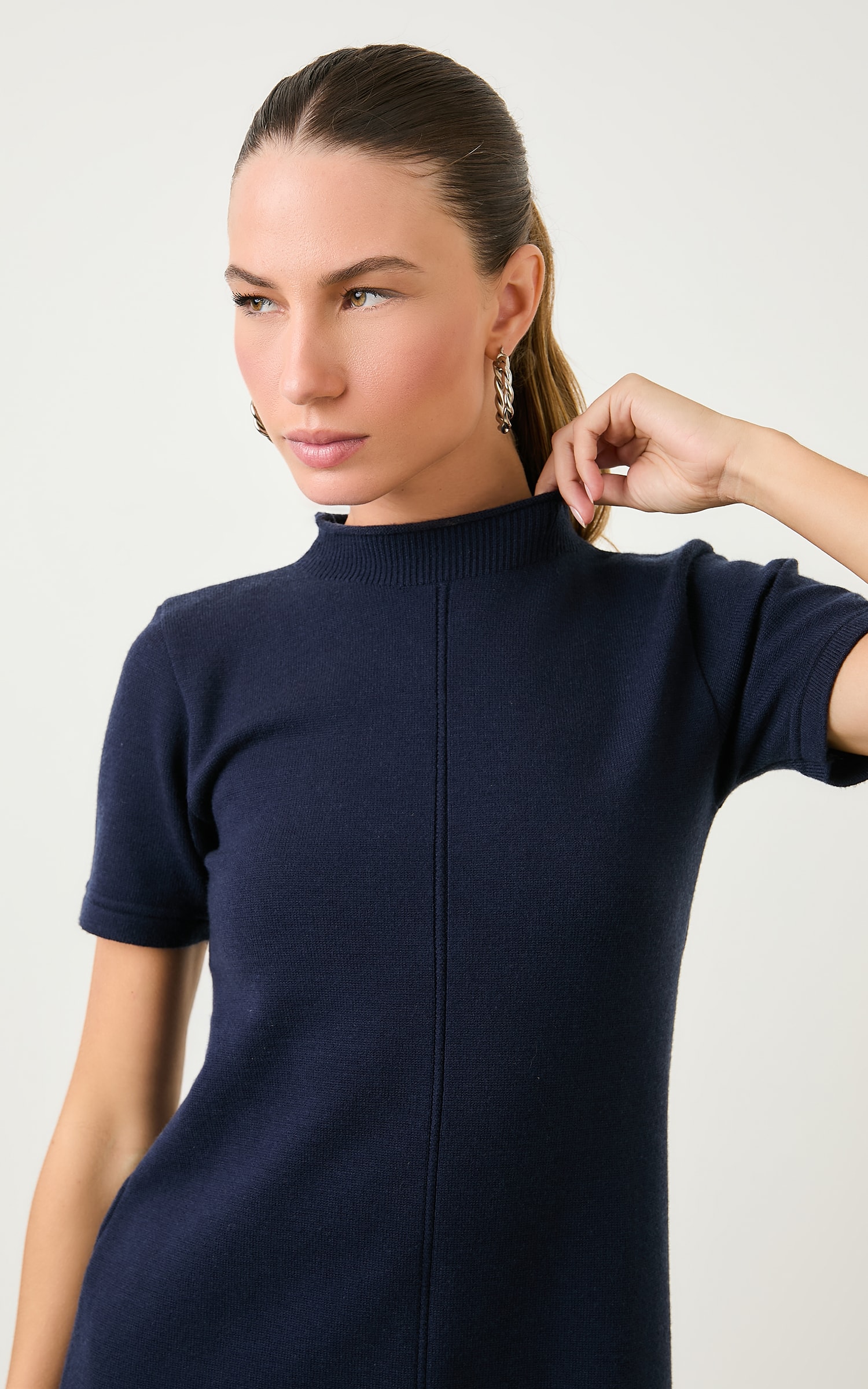 Vestido Tricot Curto Marinho