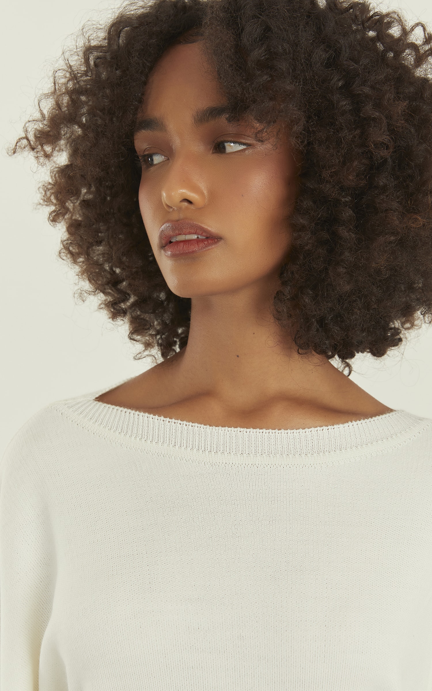 Vestido Tricot Manga Bufante Off White
