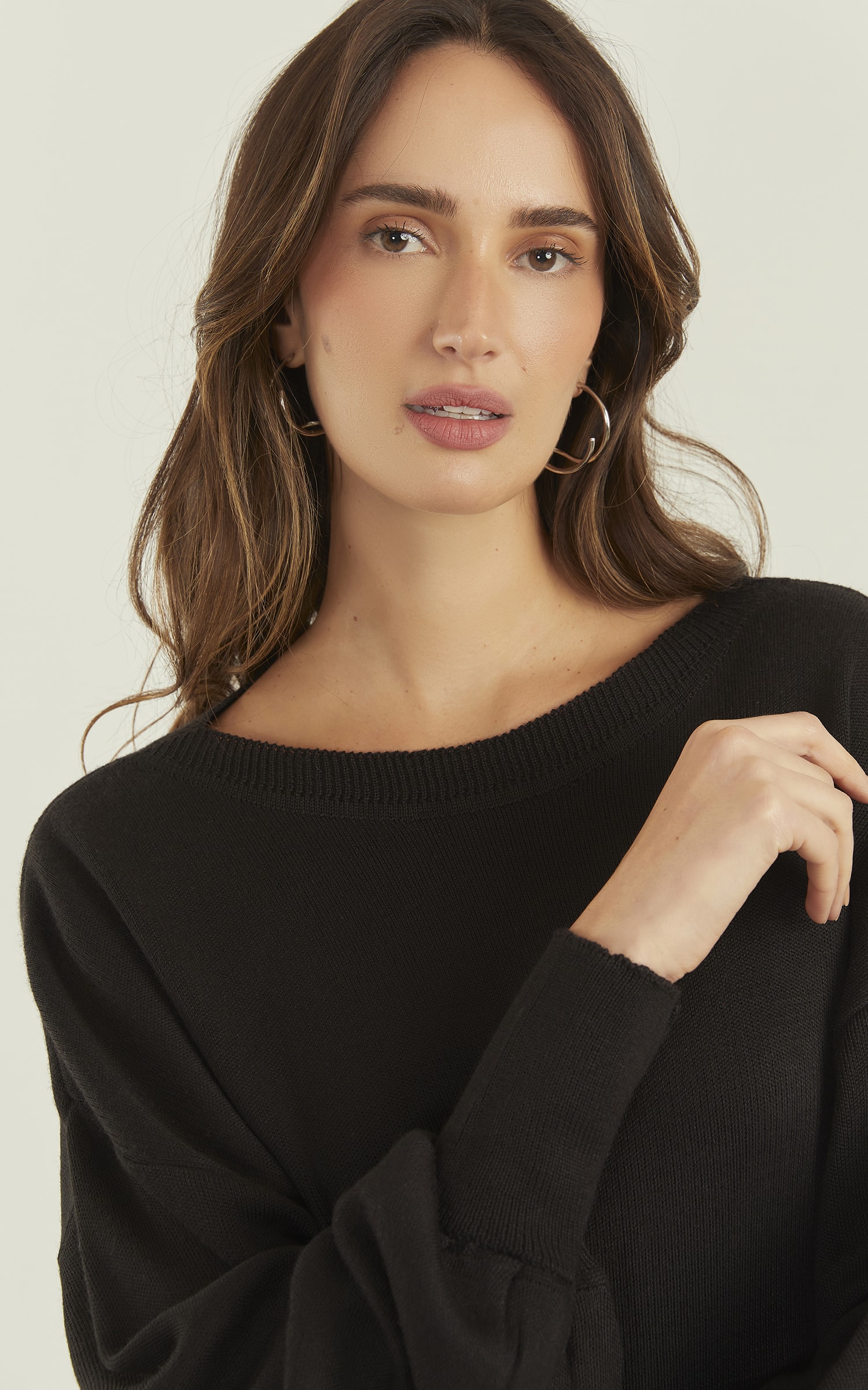 Vestido Tricot Manga Bufante Preto