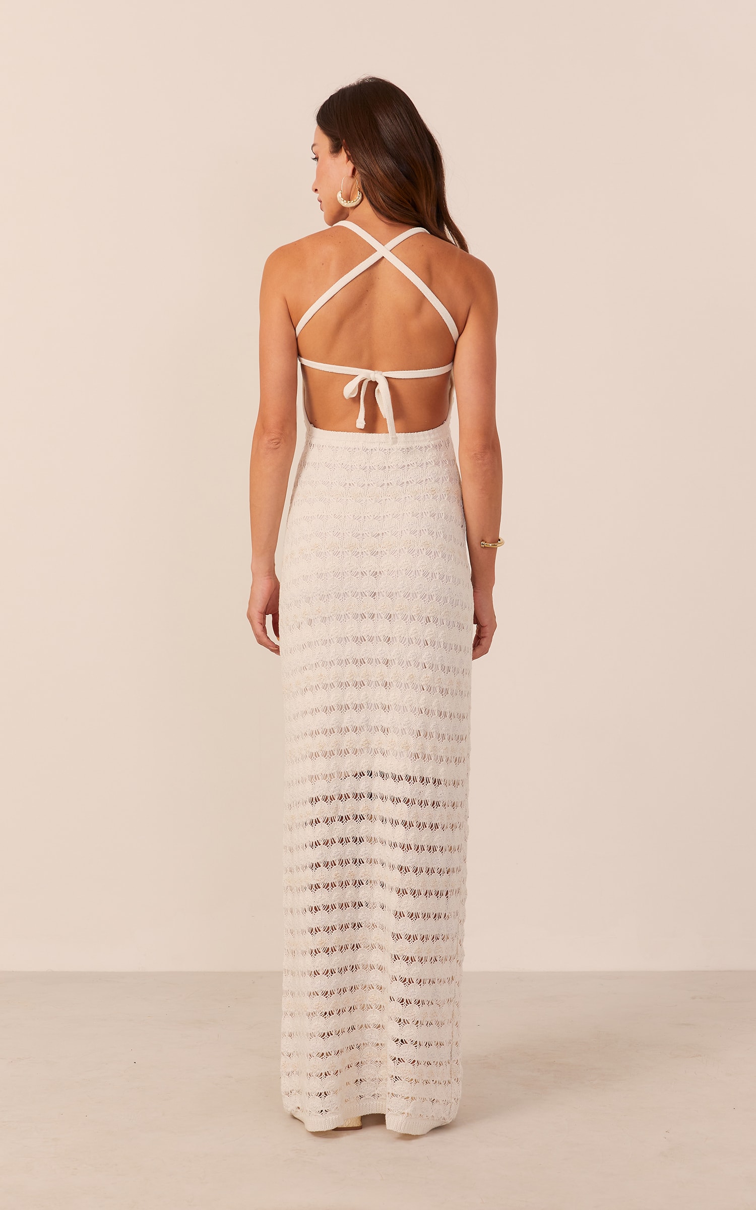 Vestido Tricot Mix Lurex Off White