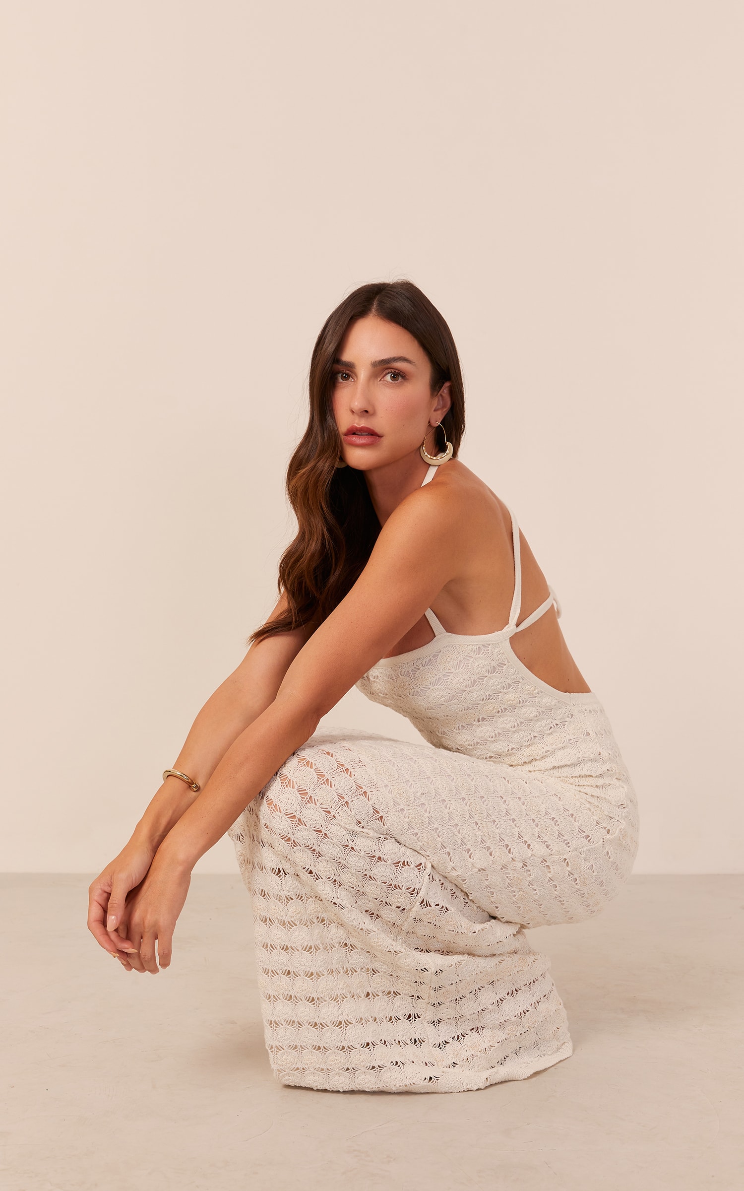 Vestido Tricot Mix Lurex Off White