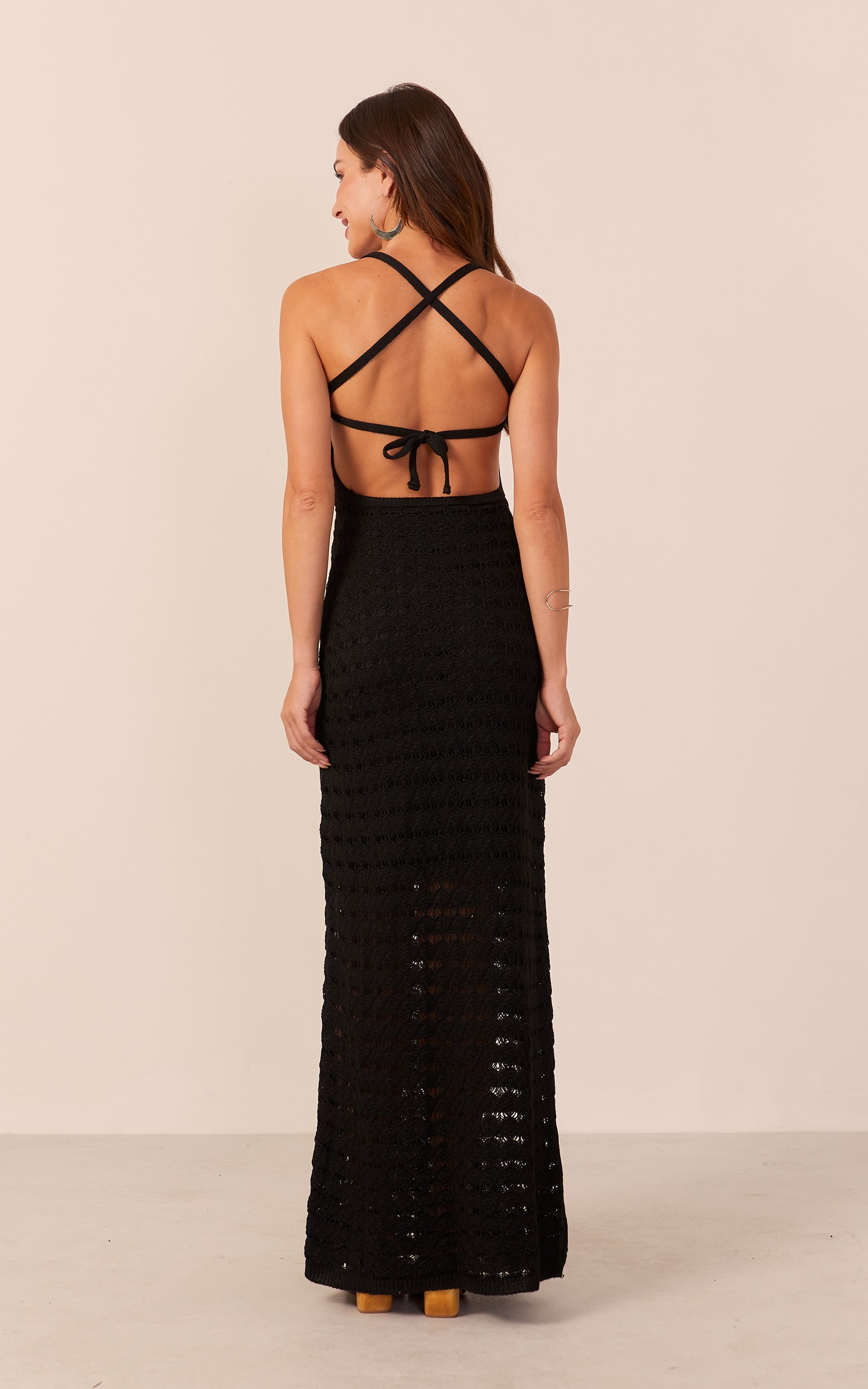 Vestido Tricot Mix Texturas Preto