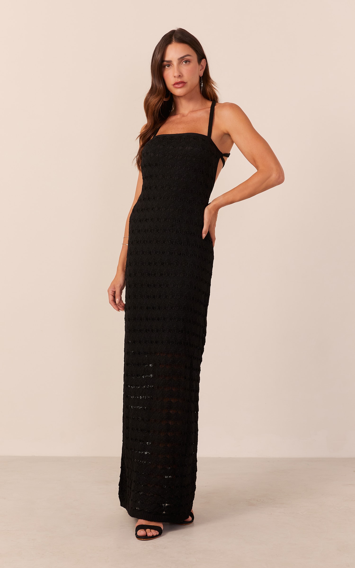 Vestido Tricot Mix Texturas Preto