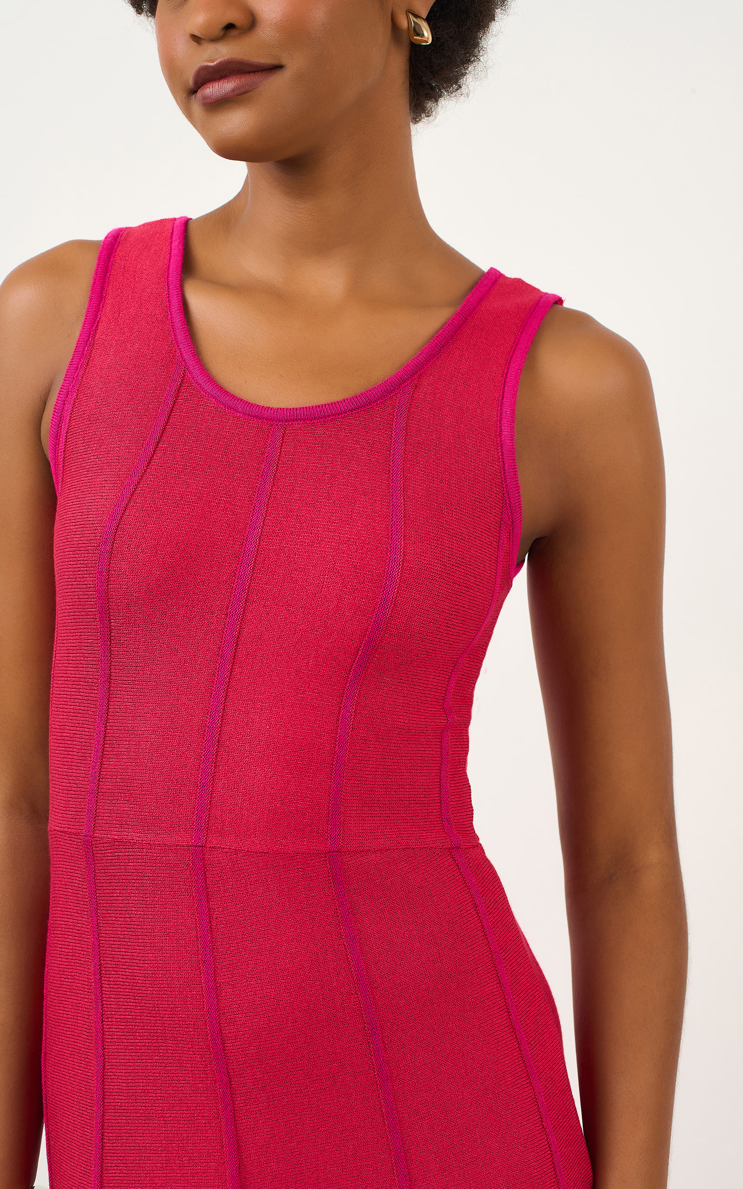 Vestido Tricot Nervuras Vermelho