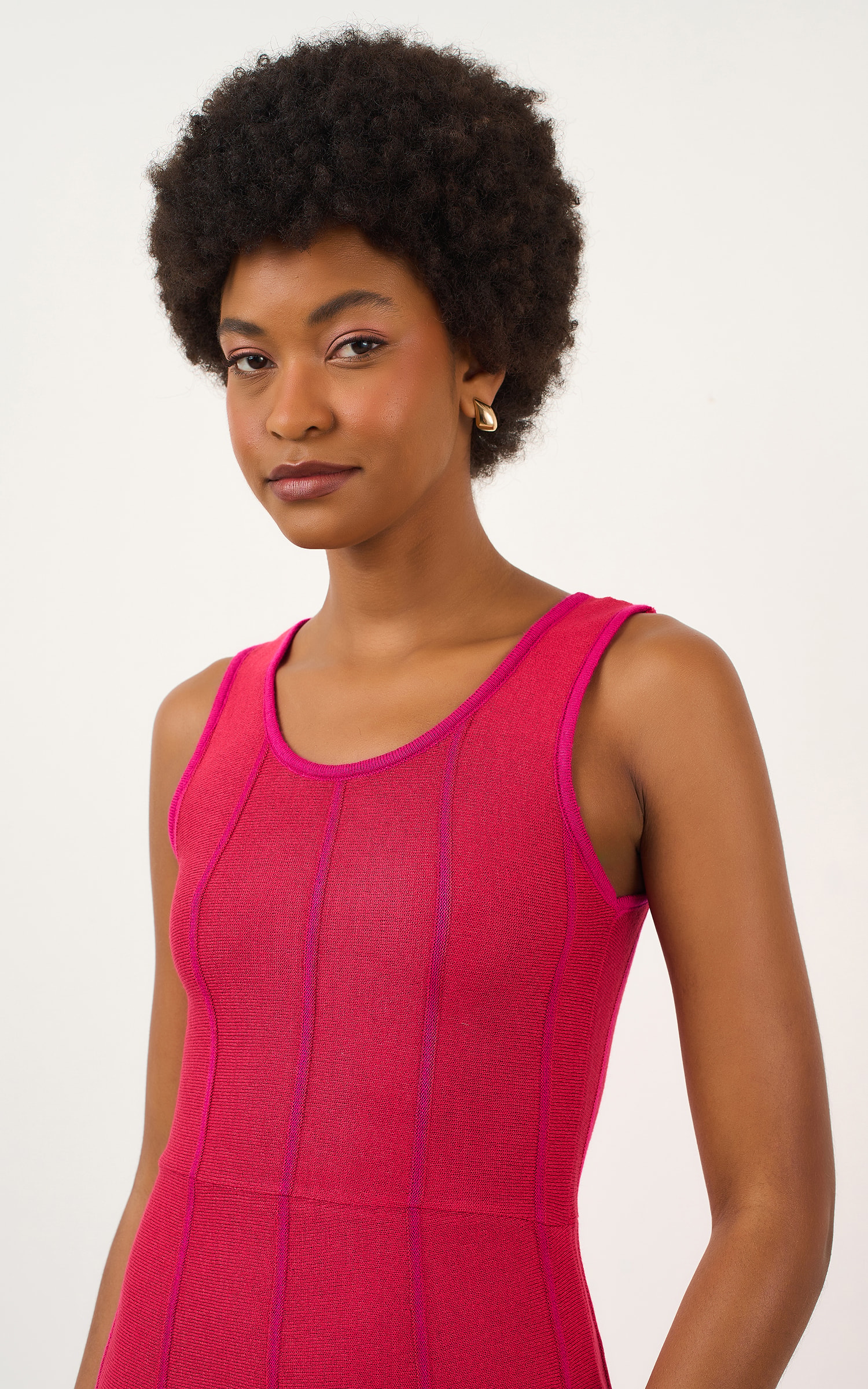 Vestido Tricot Nervuras Vermelho