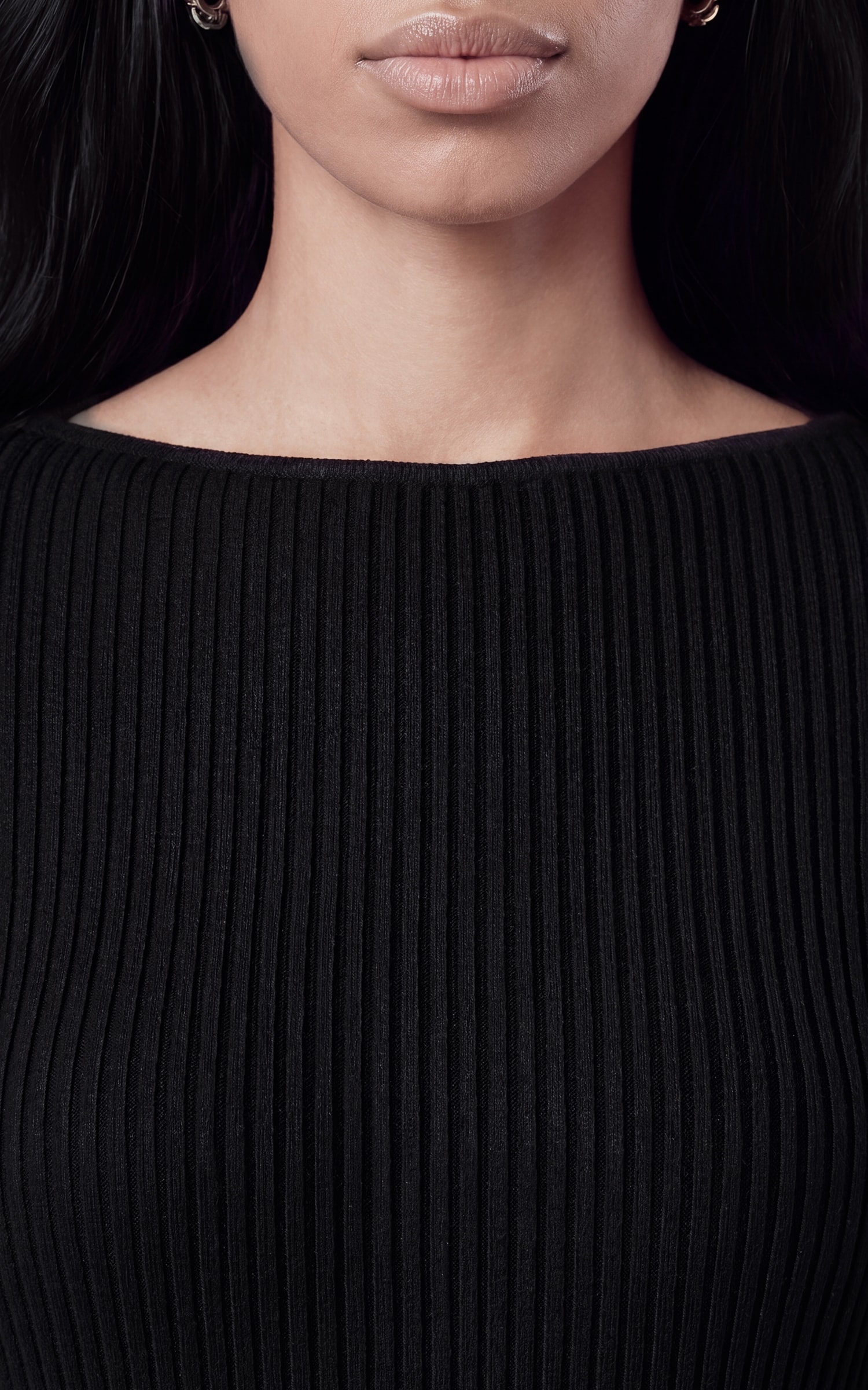 Vestido Tricot Recorte Preto