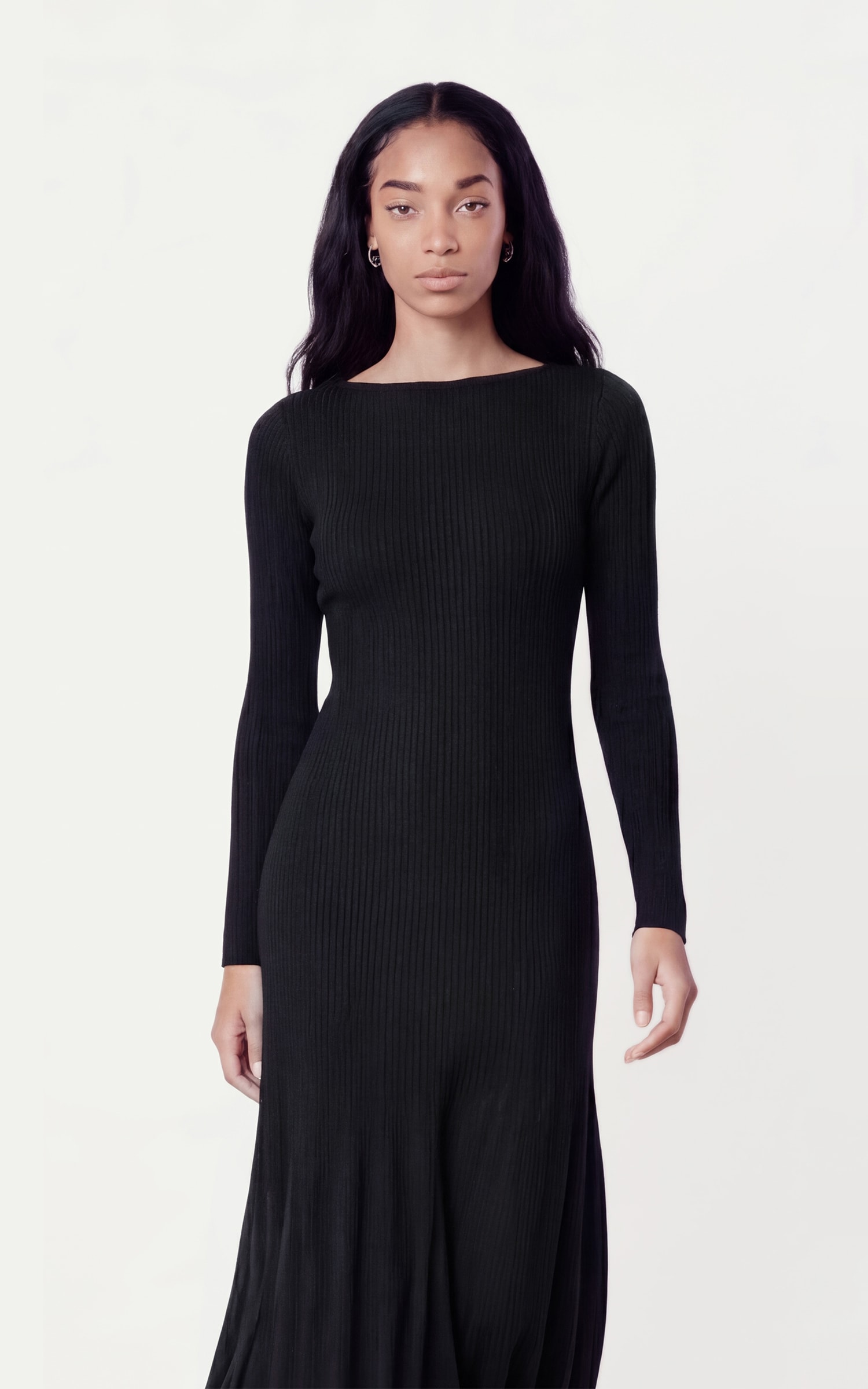 Vestido Tricot Recorte Preto