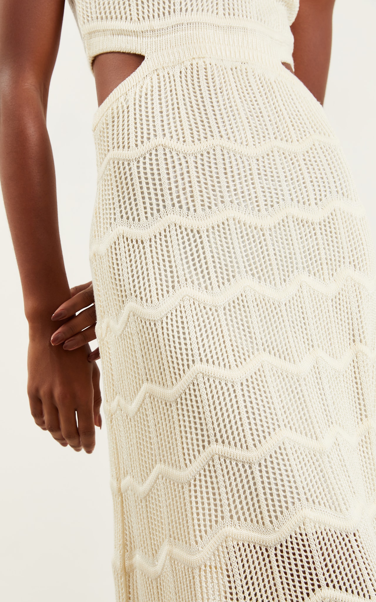 Vestido Tricot Vazado Off White
