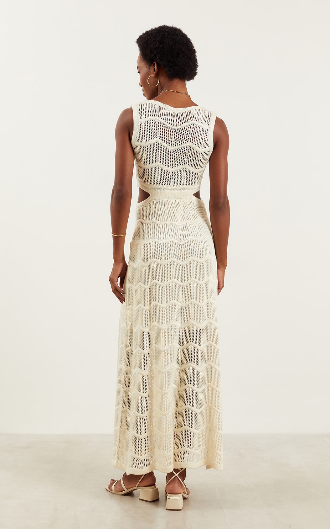 Vestido Tricot Vazado Off White